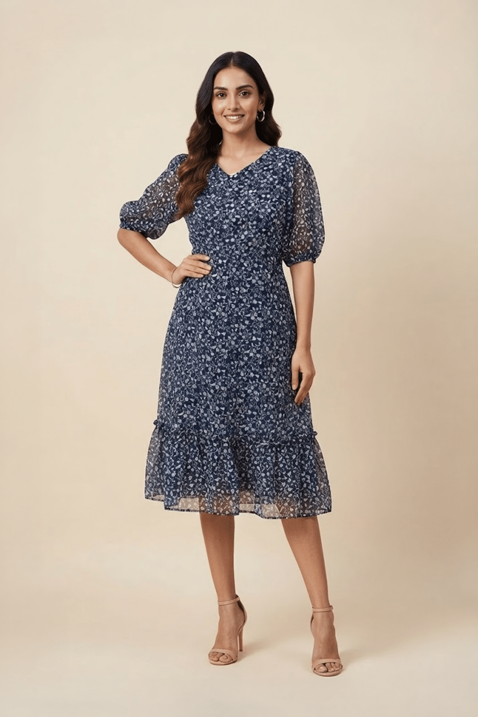 Navy Ruffle Dress