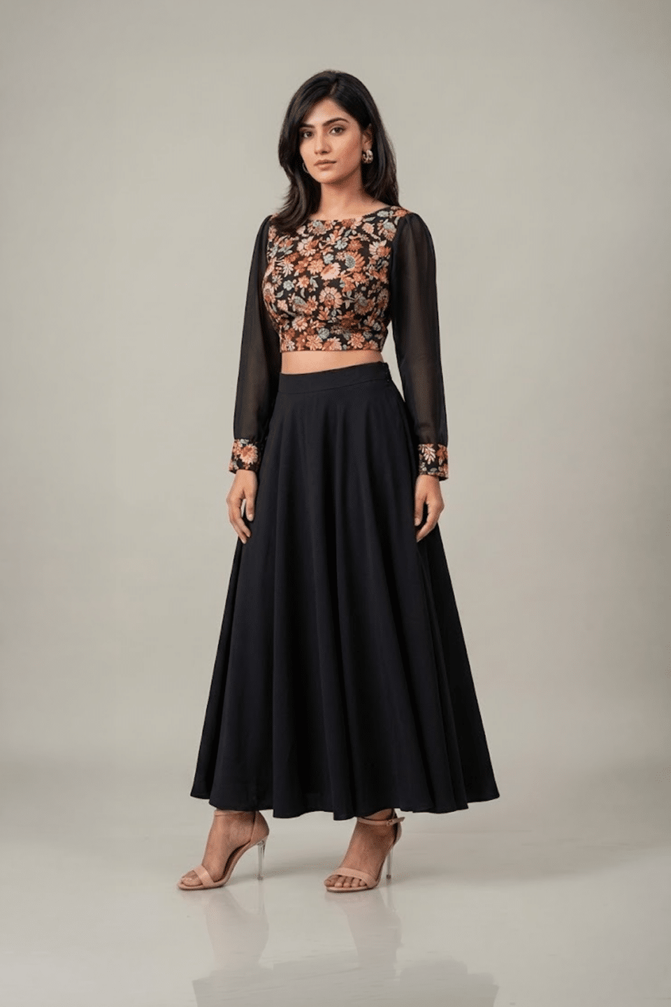 Black Floral Embroidered Dress