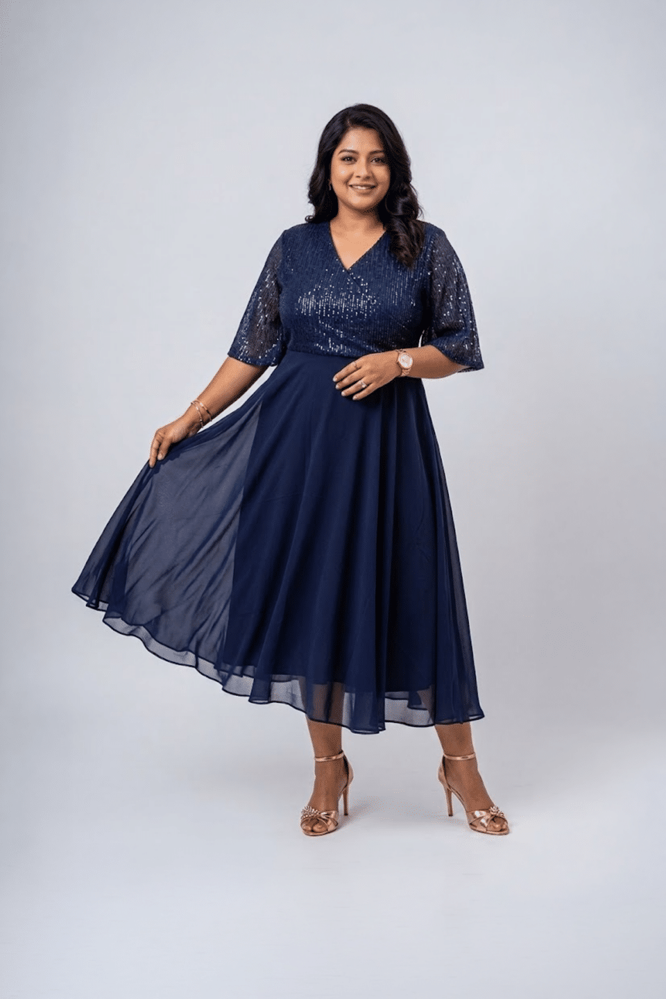 Midnight Navy Sequin Plus Size Dress