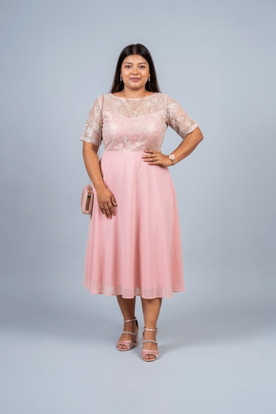 Rosy Lace Party Gown