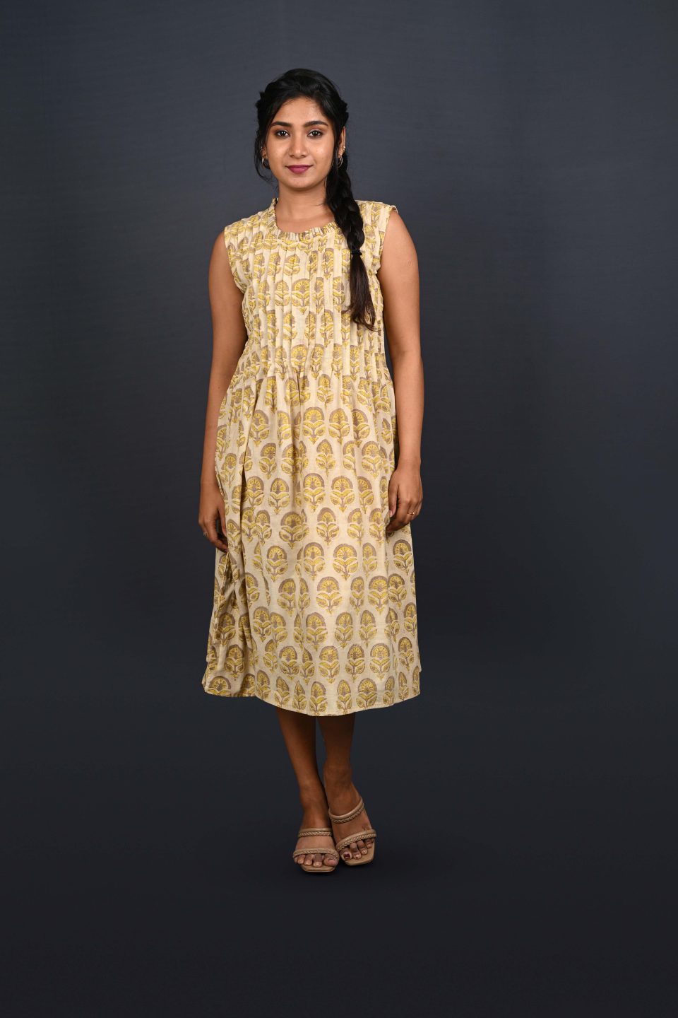 Yellow Block Print Dress