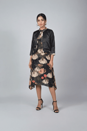 Black Satin Cropped Jacket