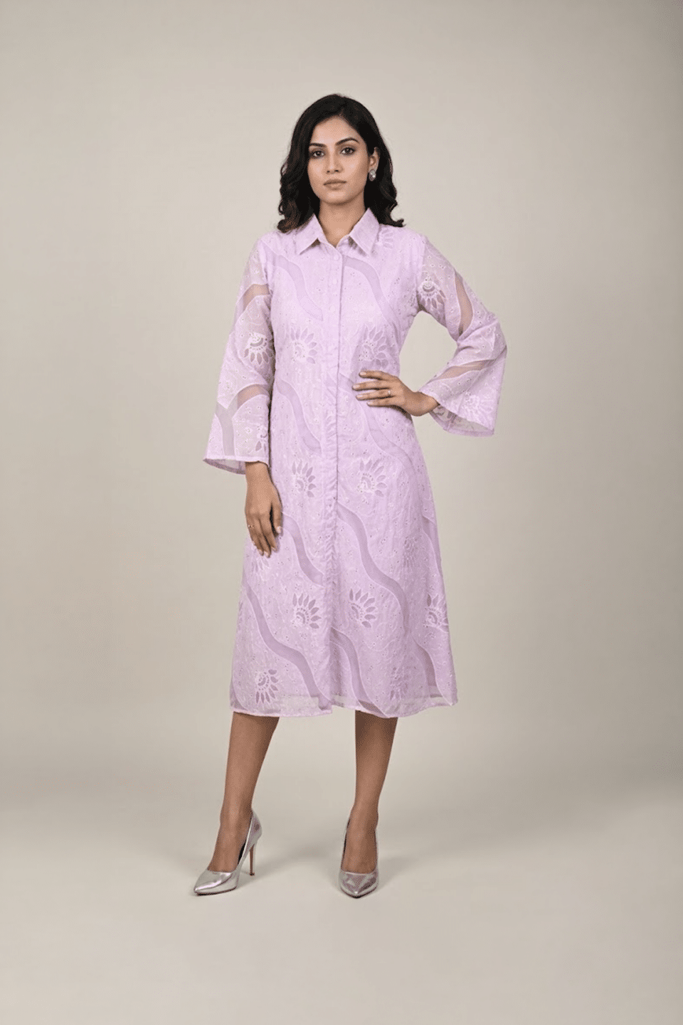 Lavender Shirt-Style Dress