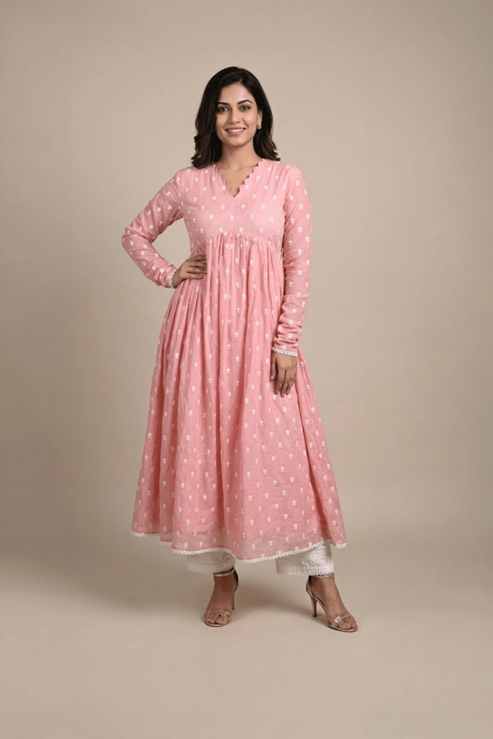 Dusty Pink Embroidered Anarkali