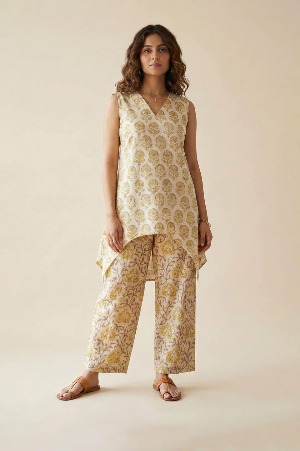 Handblock Cotton Tunic Set