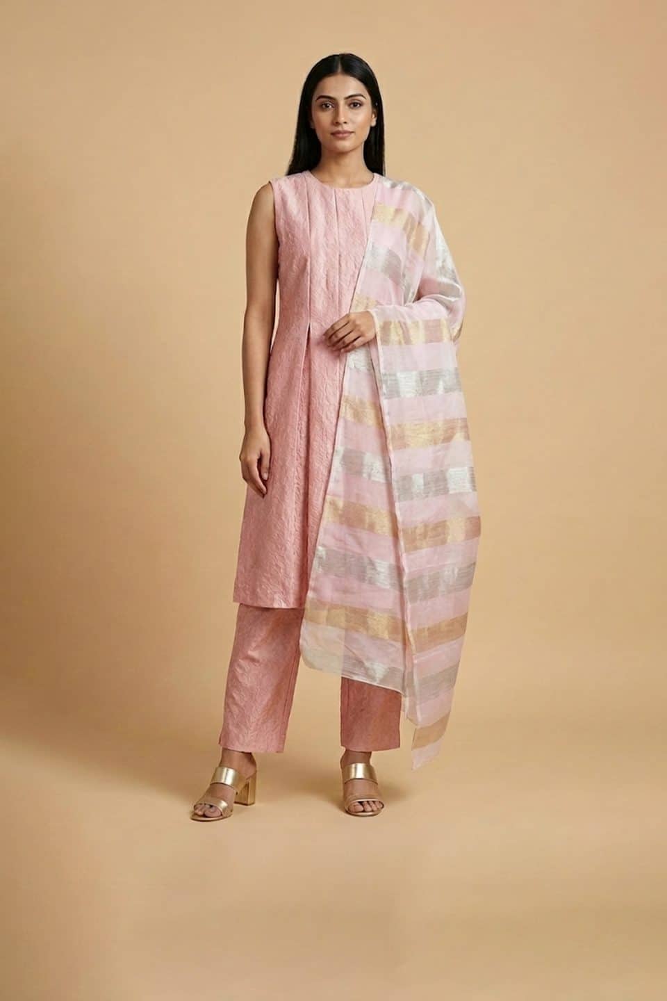 Pink Kurta Pant Set with Dupatta