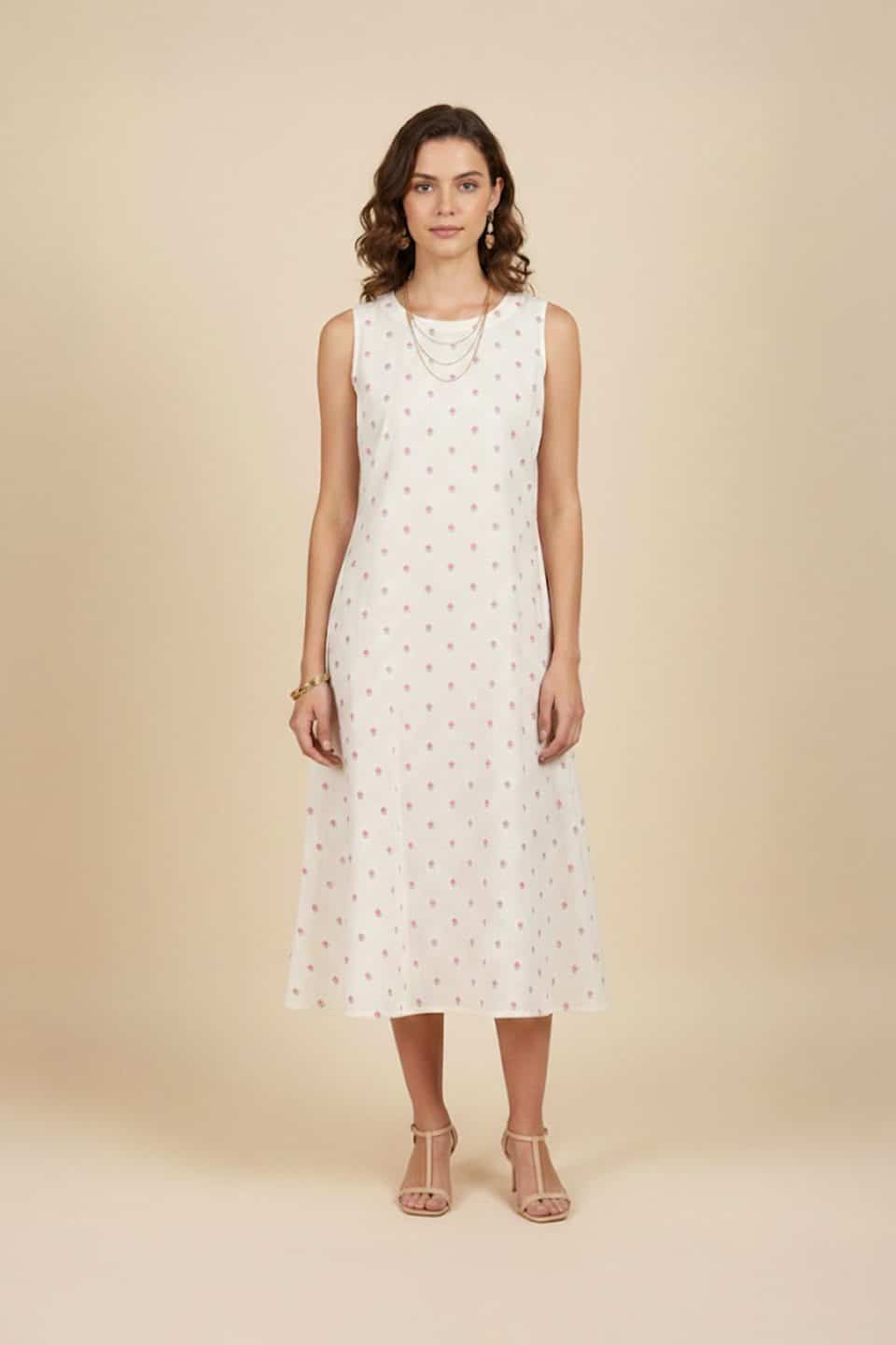 Ivory Floral Midi Dress