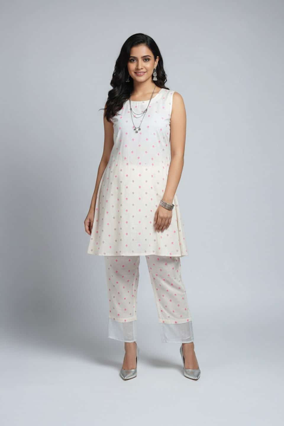 Ivory Cotton Tunic Set