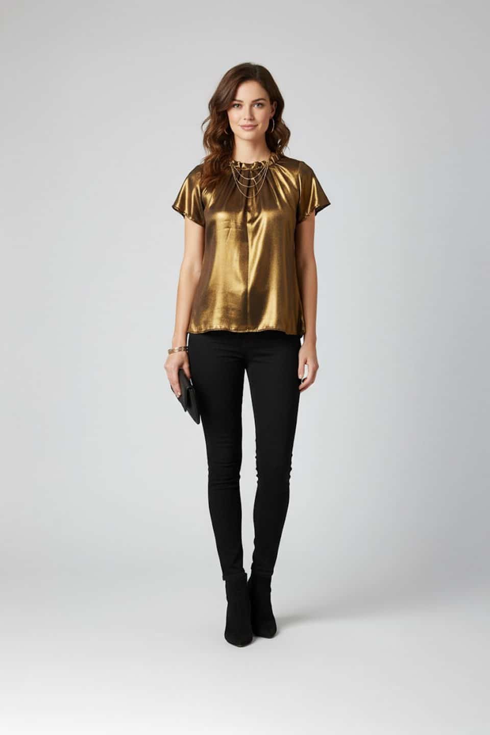 Metallic Gold Shimmer Party Top for Women