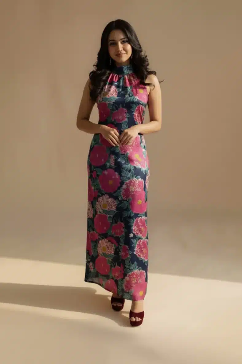 Navy Floral Maxi Dress