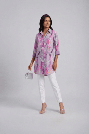 Lavender printed kurta for women
