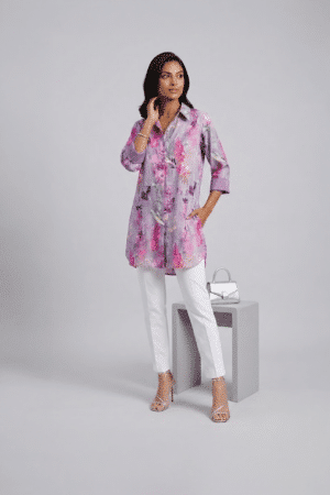 Lavender printed kurta for women
