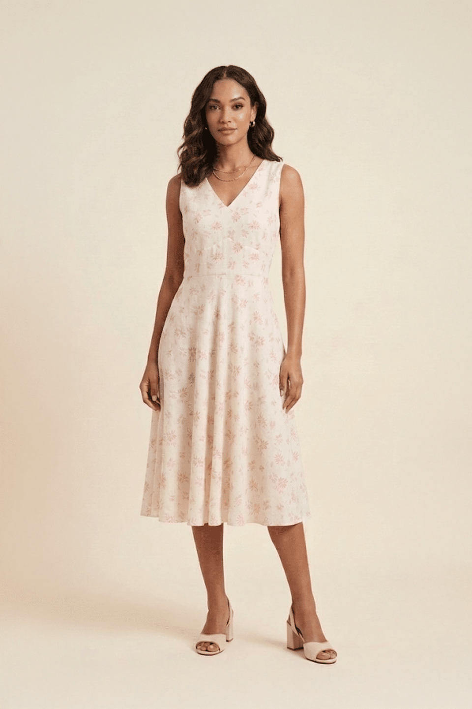 White Floral Midi Dress