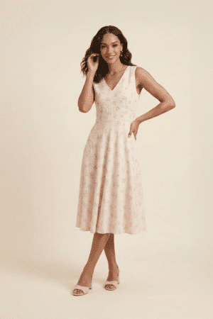 Blush floral midi dress for women by Ivory by Radhika