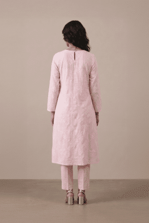 Blush embroidered kurta set for women by Ivory by Radhika