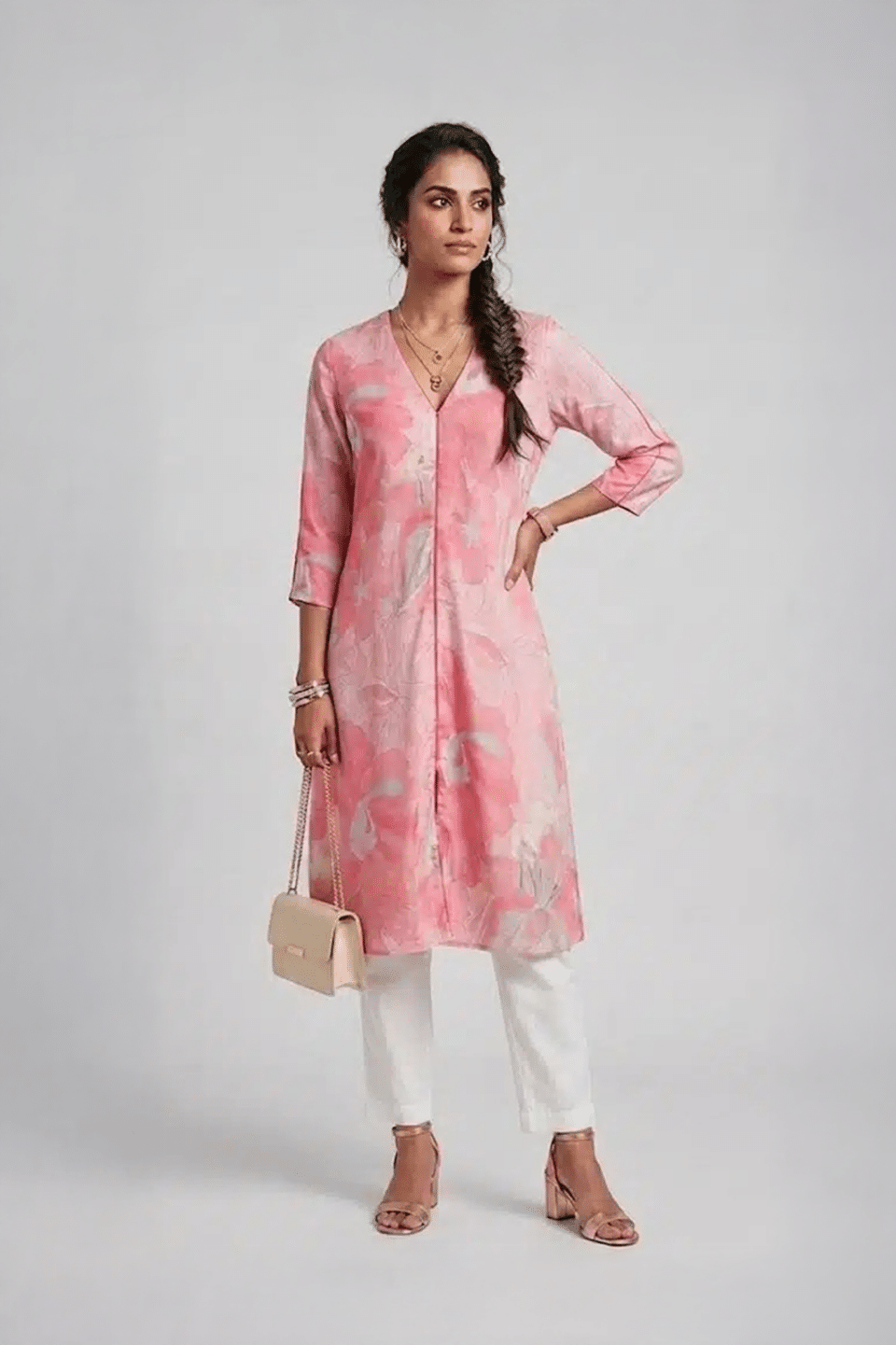 Pink Linen Kurta