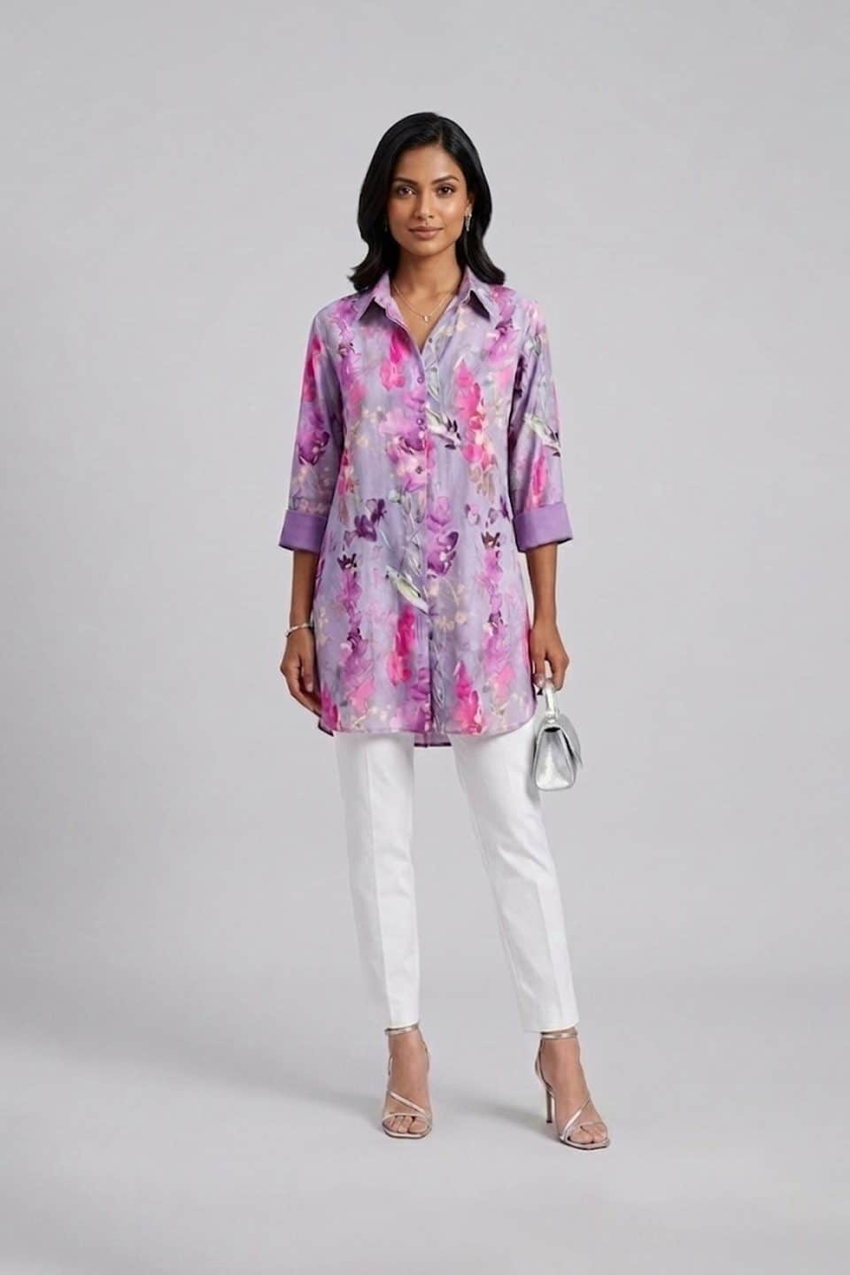 Lavender Printed Cotton Top
