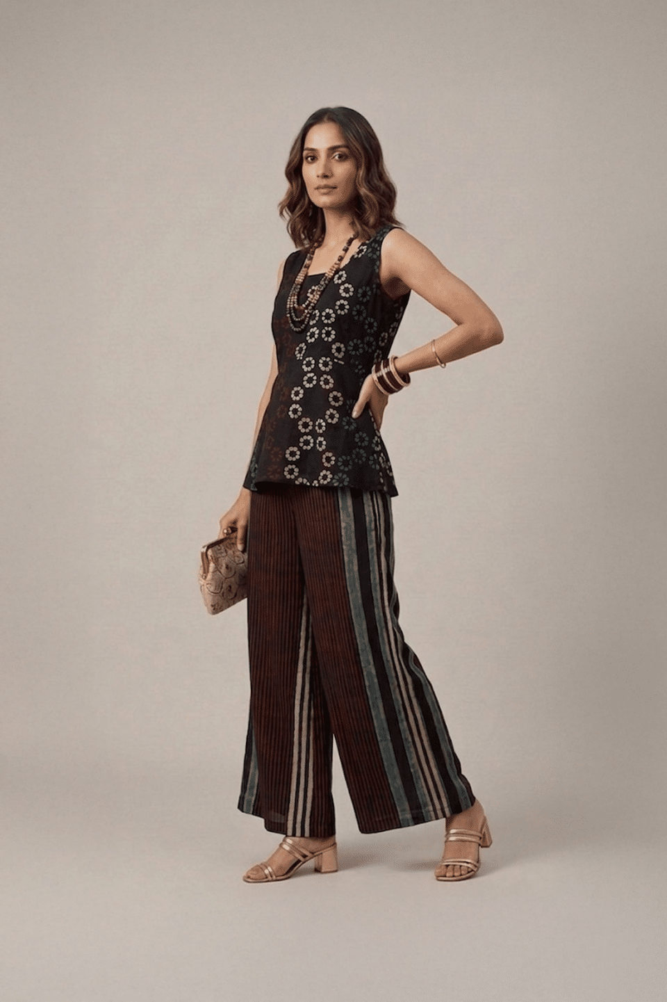 Black Indo Western Modal Pant Set