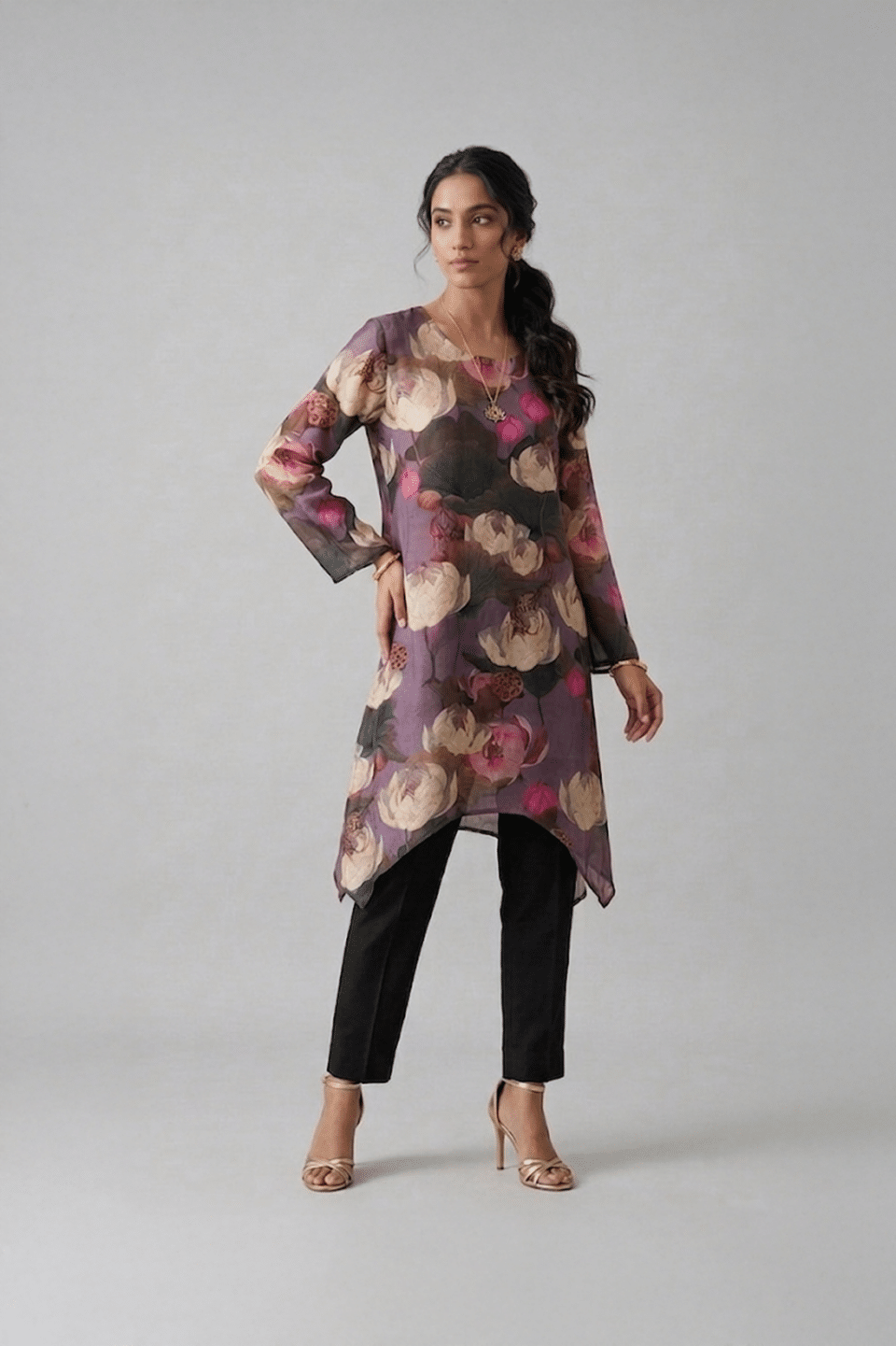 Midnight Bloom Asymmetrical Tunic