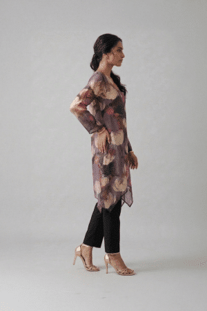 floral asymmetrical kurta set for women