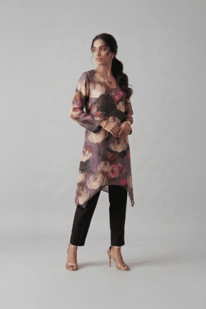 floral asymmetrical kurta set for women