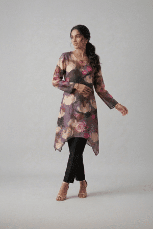floral asymmetrical kurta set for women