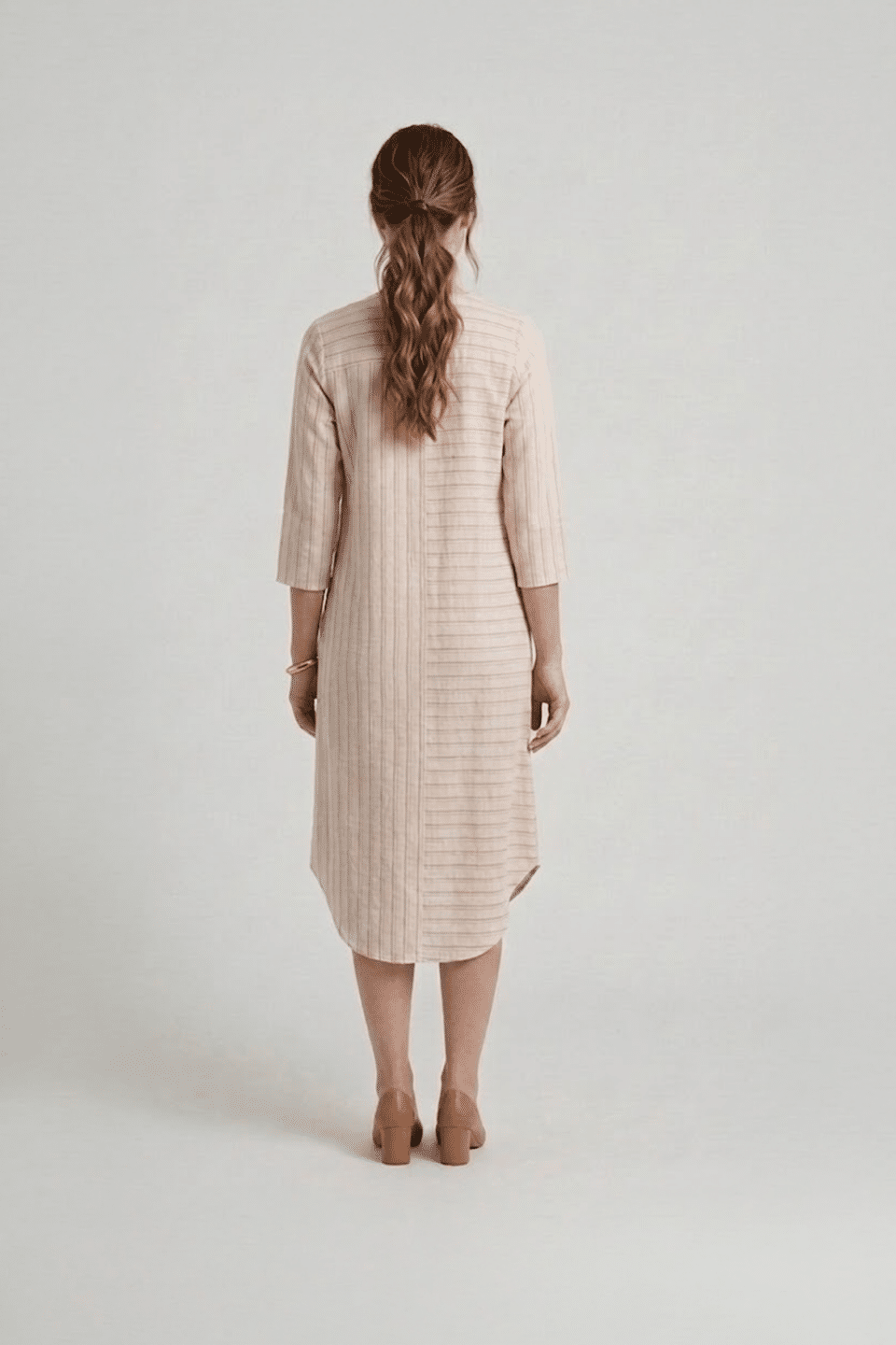 beige shirt dress striped cotton midi dress ivory by radhika