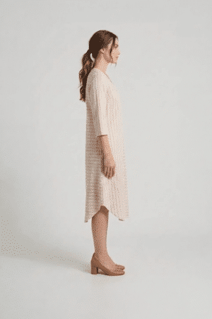 beige shirt dress striped cotton midi dress ivory by radhika
