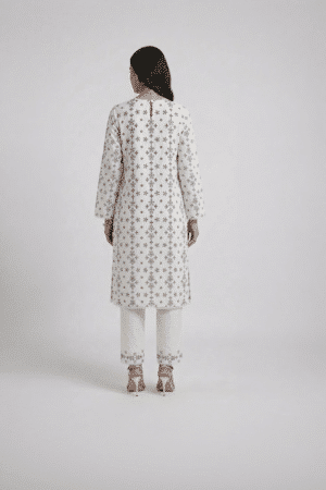 Ivory Snowflake Printed Kurta Suit