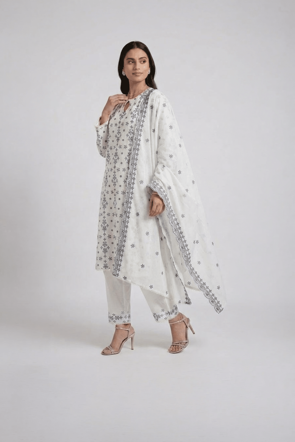 Ivory Embroidered Chanderi Suit