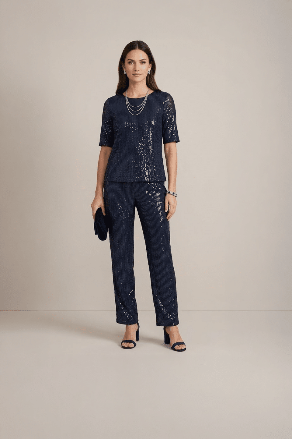Navy Blue Sequin Co-ord Set