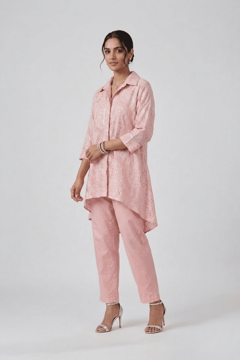 Blush Pink High-Low Tunic Set